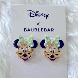 Brand New Disney X BaubleBar Minnie Mouse w/ Pineapple Bow & Sunglasses Earrings